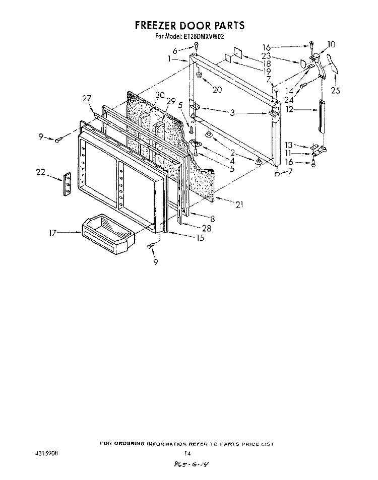 FREEZER DOOR Diagram and Parts List for ET25DMXVM02  Whirlpool Refrigerator