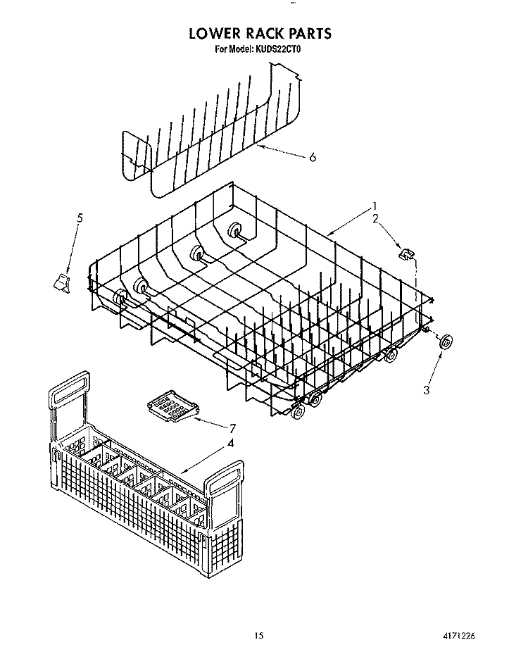 LOWER RACK Diagram and Parts List for KUDS22CT0  KitchenAid Dishwasher