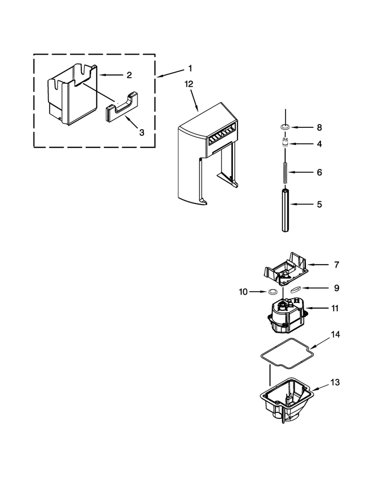 Motor And Ice Container Parts Diagram and Parts List for 7KSF26C6YY00  KitchenAid Refrigerator