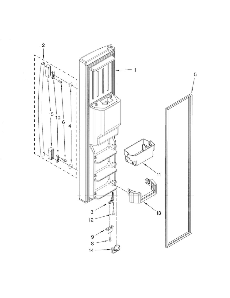 Freezer Door Diagram and Parts List for GS6NHAXVB04  Whirlpool Refrigerator