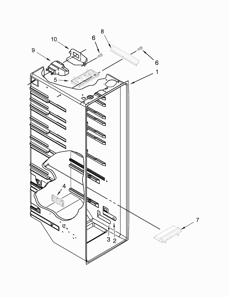 Refrigerator Liner Parts Diagram and Parts List for 10641123211  Kenmore Refrigerator