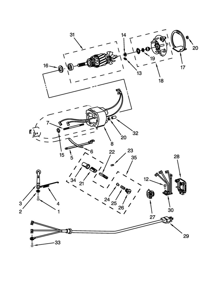 Motor And Control Unit Parts Diagram and Parts List for 5KSM150PSSCA4  KitchenAid Mixer