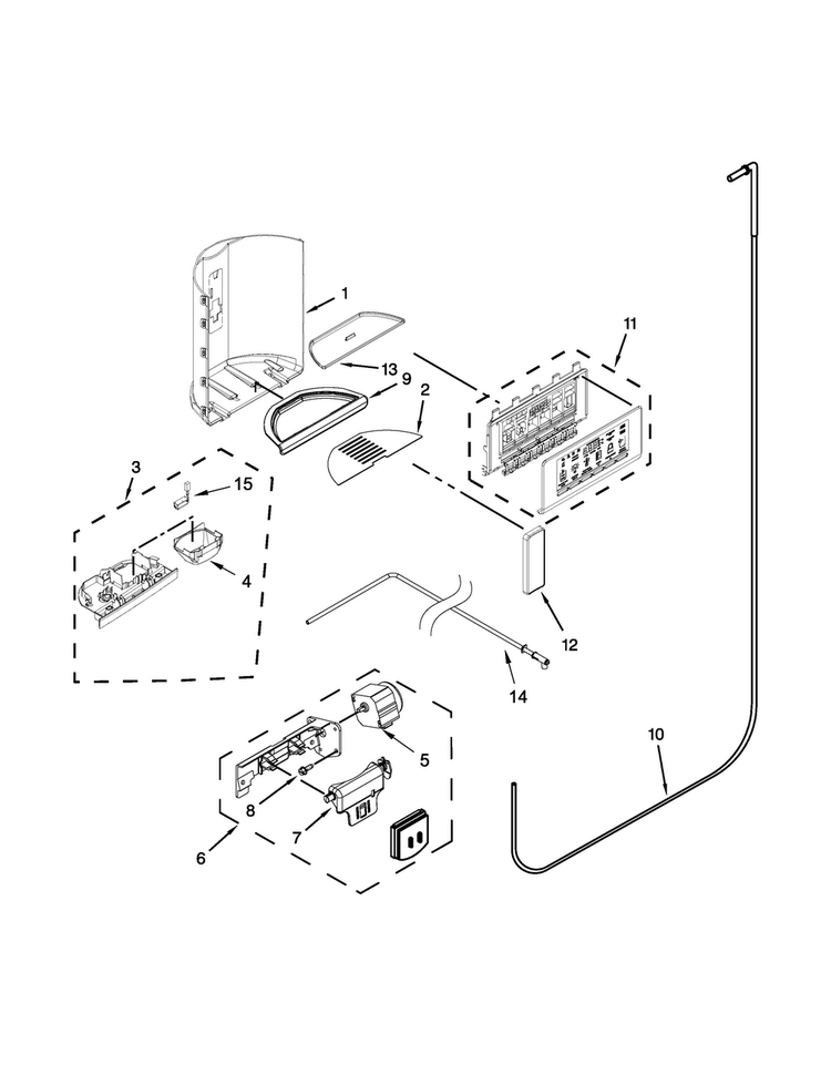 Dispenser Parts Diagram and Parts List for KSC24C8EYP04  KitchenAid Refrigerator