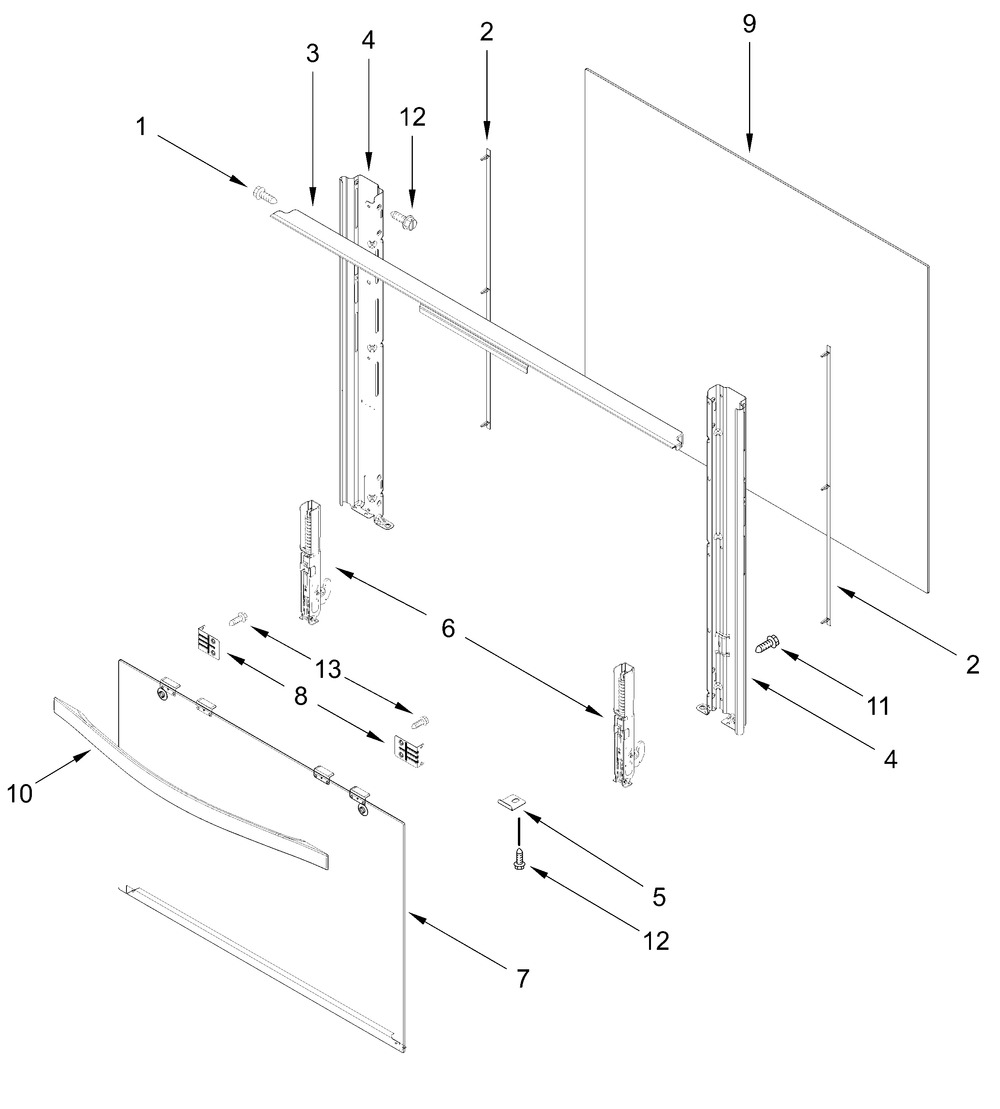 Door Parts Diagram and Parts List for VRGW3162RS0  Whirlpool Range