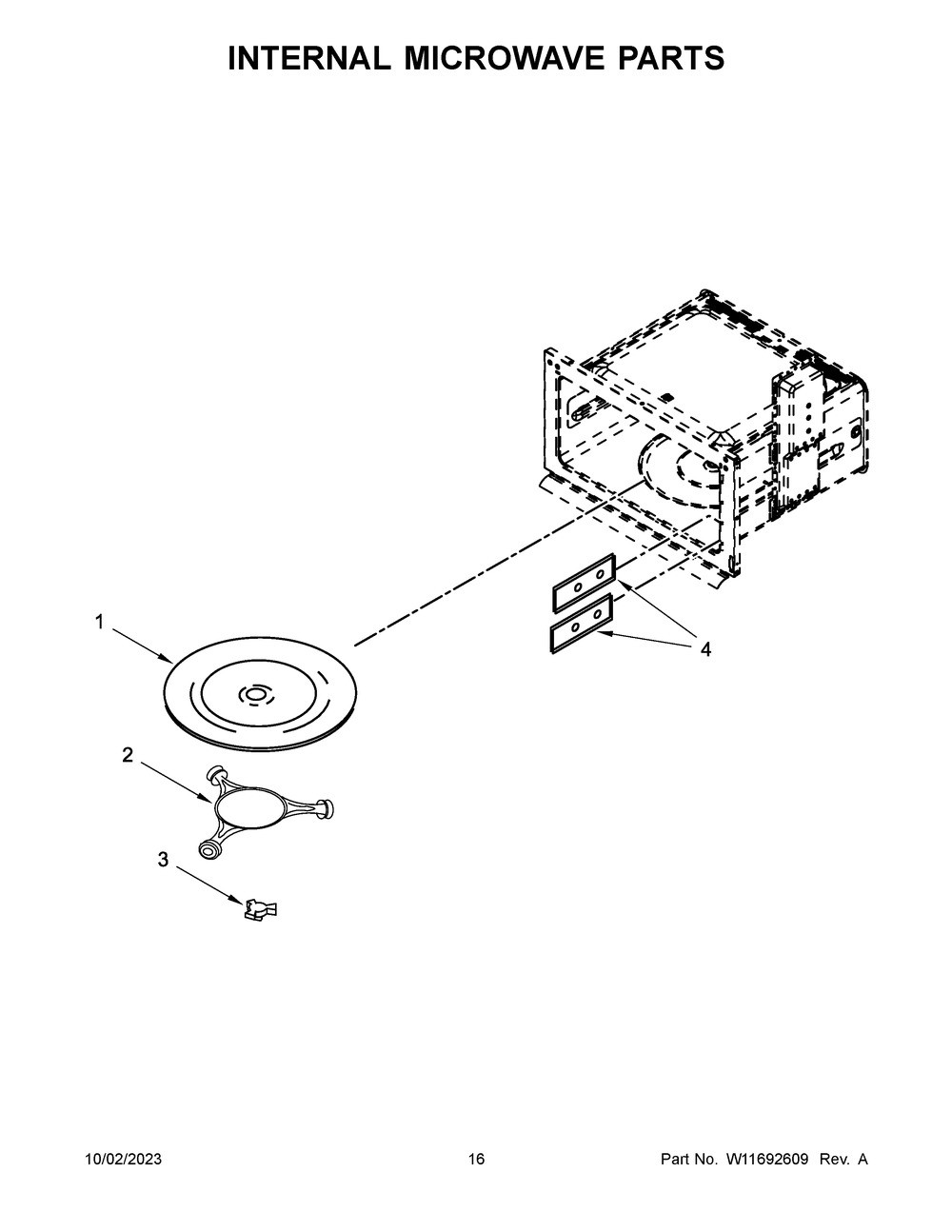 Internal Microwave Parts Diagram and Parts List for WOEC5030LB01  Whirlpool Microwave Oven Combo