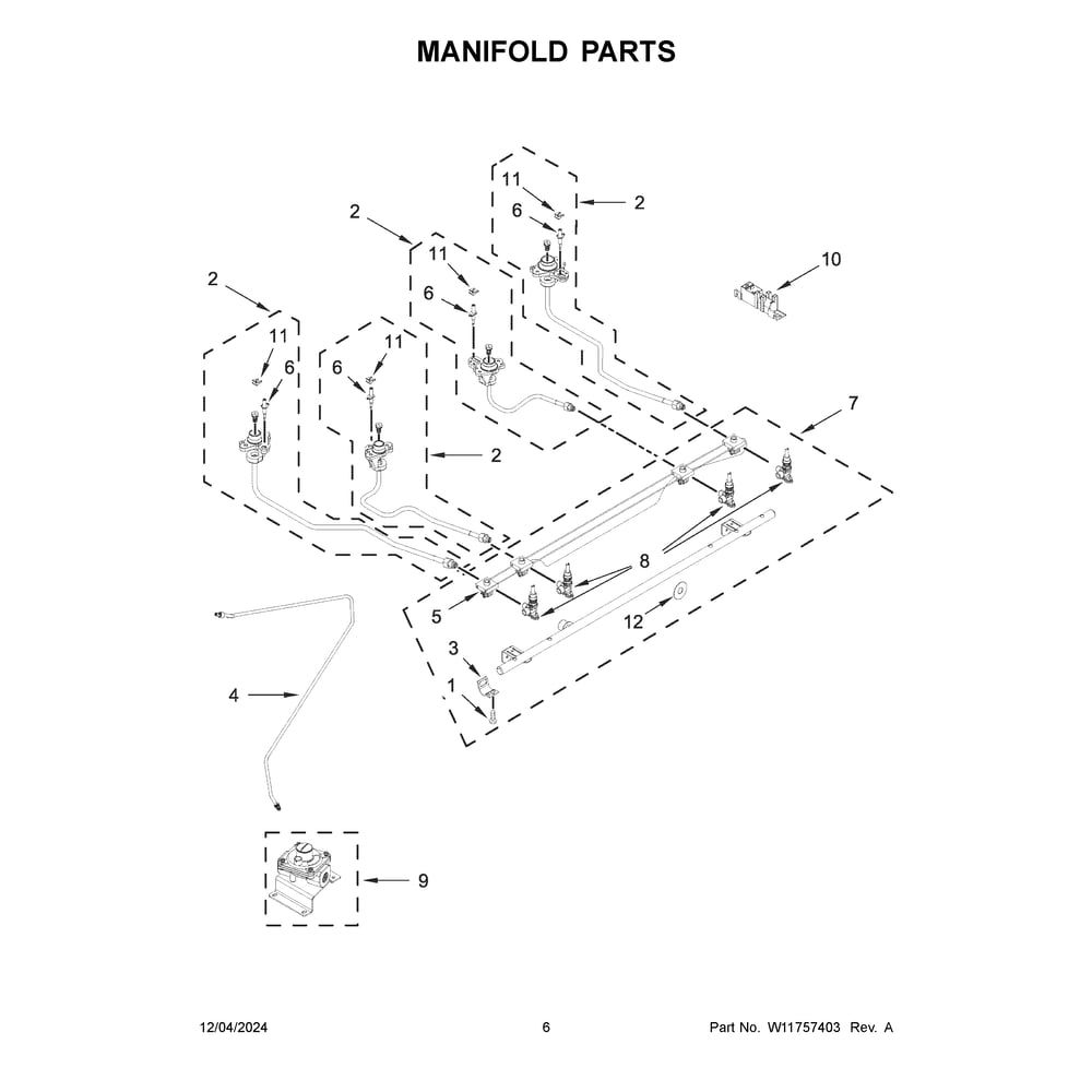 Manifold Parts Diagram and Parts List for KSDG950ESS8  KitchenAid Range