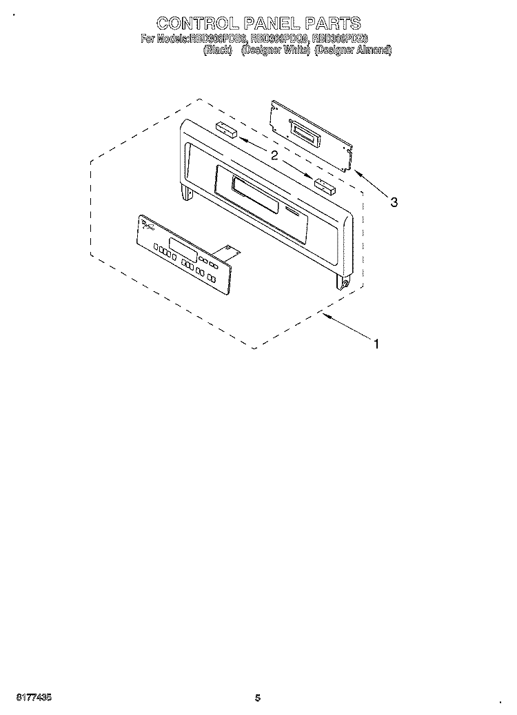 CONTROL PANEL Diagram and Parts List for RBD306PDZ8  Whirlpool Wall Oven