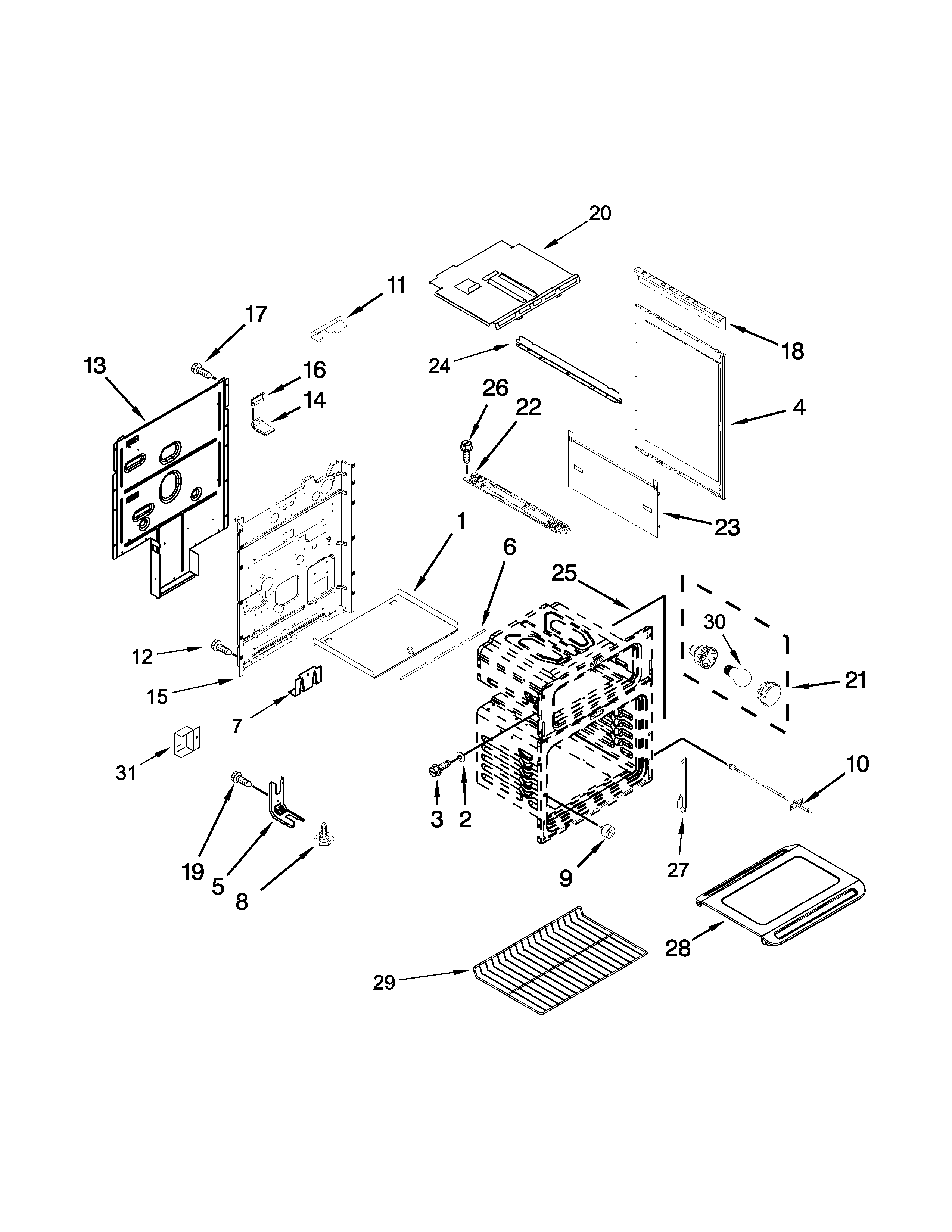 Chassis Parts Diagram and Parts List for IGS900DS04  Whirlpool Range