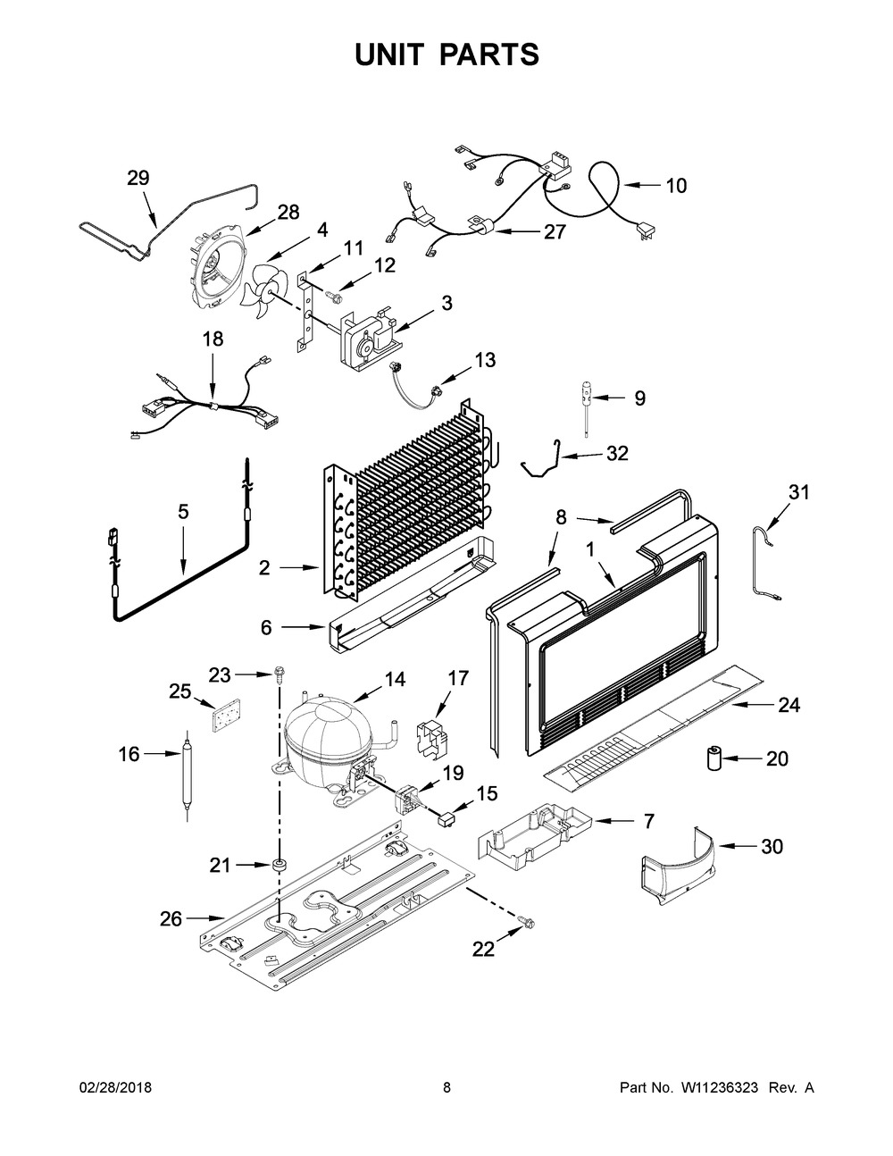Unit Parts Diagram and Parts List for WZF79R20DW03  Whirlpool Freezer