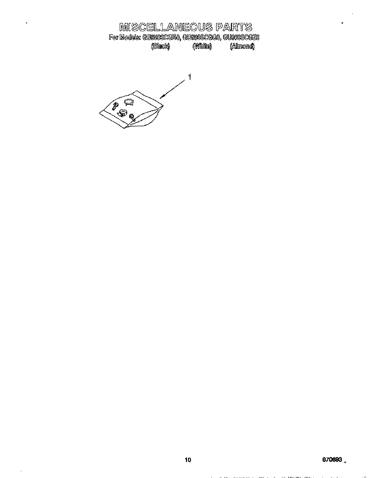 MISCELLANEOUS Diagram and Parts List for GU980SCGZ0  Whirlpool Dishwasher