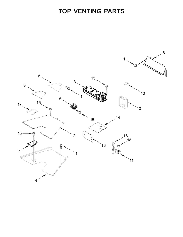 Top Venting Parts Diagram and Parts List for KDRS463VSS04  KitchenAid Range