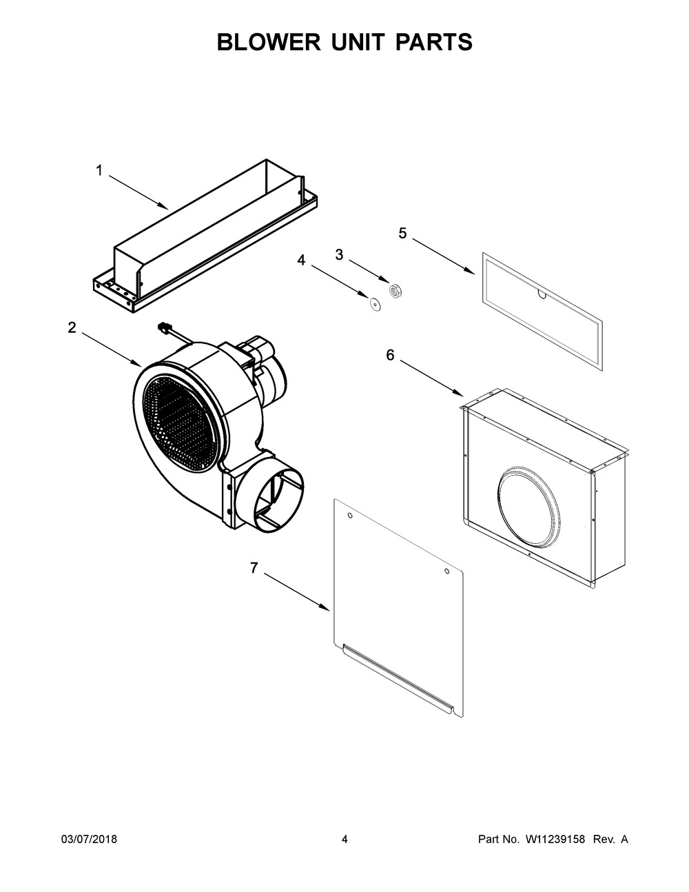 Blower Unit Parts Diagram and Parts List for KCED606GBL01  Whirlpool Cooktop