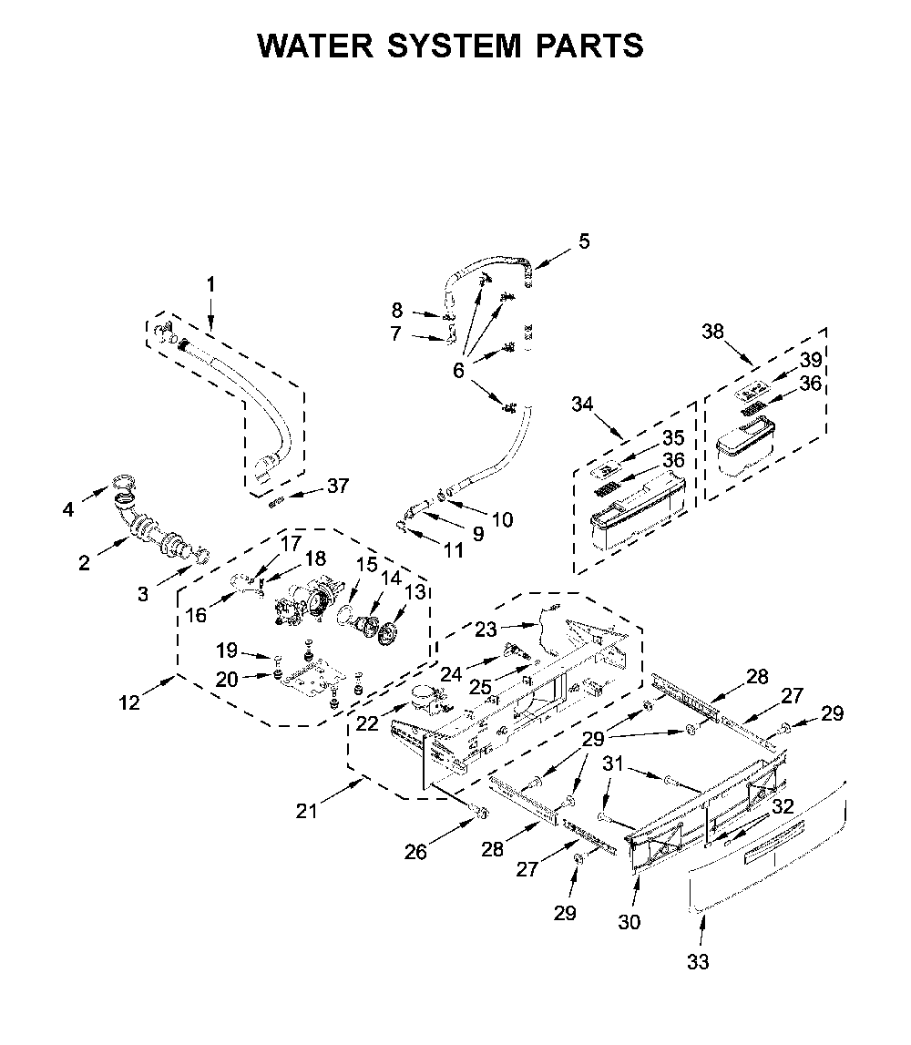 Water system parts Diagram and Parts List for 7MWFC9822HC1  Whirlpool Washer Dryer Combo