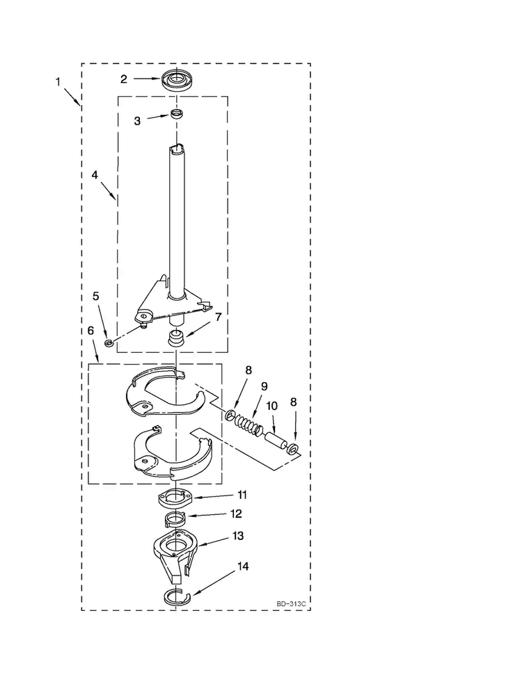 Brake And Drive Tube Parts Diagram and Parts List for 1109875279A  Kenmore Washer Dryer Combo