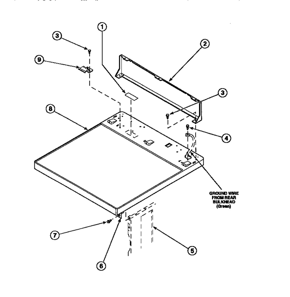 01 - Cabinet Top And Control Hood Rear Panel Diagram and Parts List for LG8109L2  Whirlpool Washer
