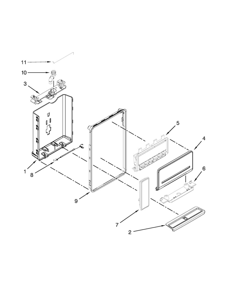 Dispenser Parts Diagram and Parts List for WRF560SEYM05  Whirlpool Refrigerator