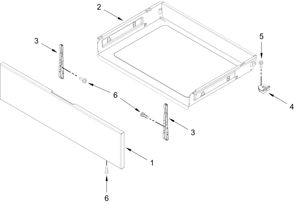 Drawer Parts Diagram and Parts List for WFES3330RZ2  Whirlpool Range