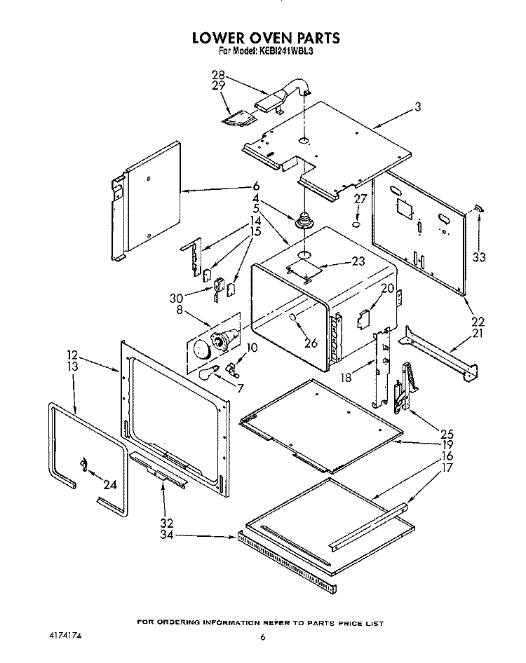 LOWER OVEN Diagram and Parts List for KEBI241WBL3  KitchenAid Wall Oven