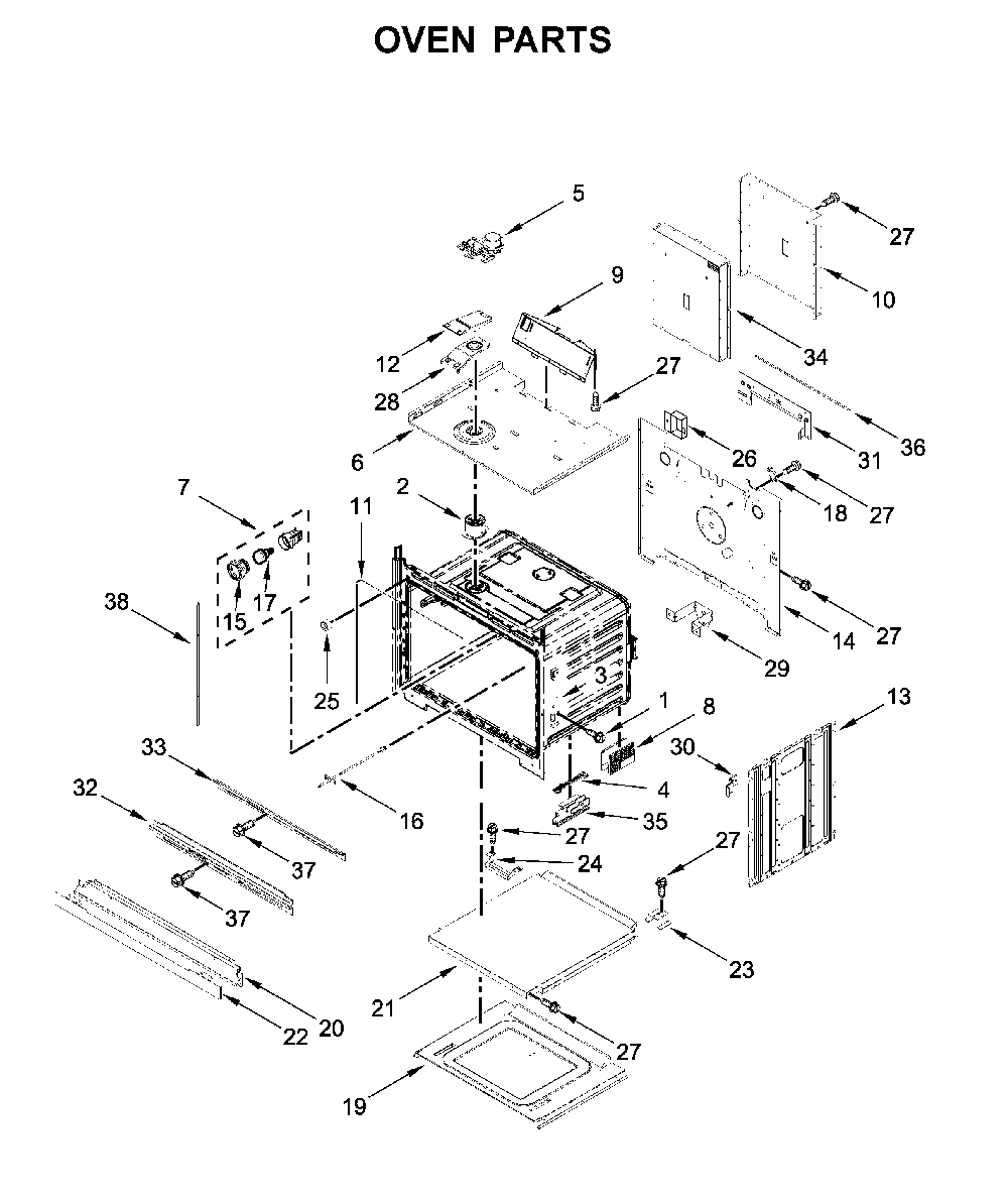 Oven parts Diagram and Parts List for WOD51EC0HW02  Whirlpool Wall Oven