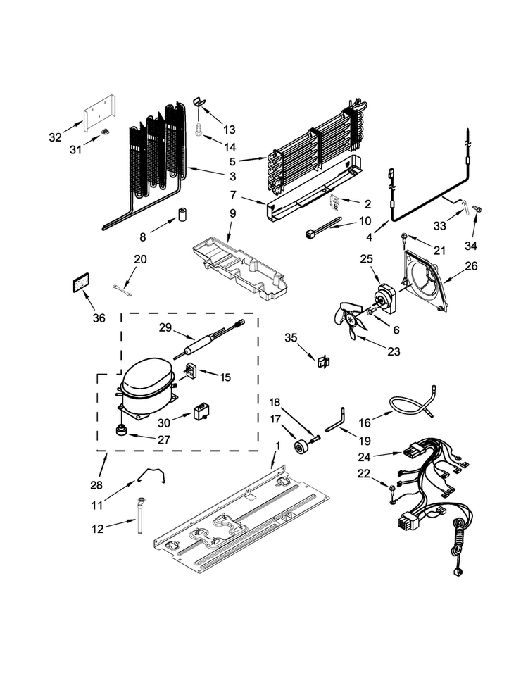 Unit Parts Diagram and Parts List for WRT3L1SZYB01  Whirlpool Refrigerator
