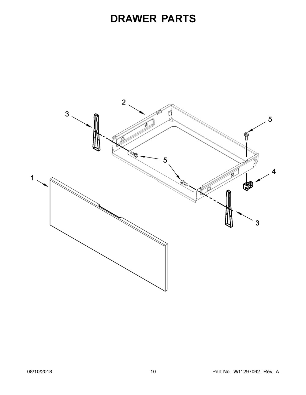 Drawer Parts Diagram and Parts List for YWFE510S0HS1  Whirlpool Range