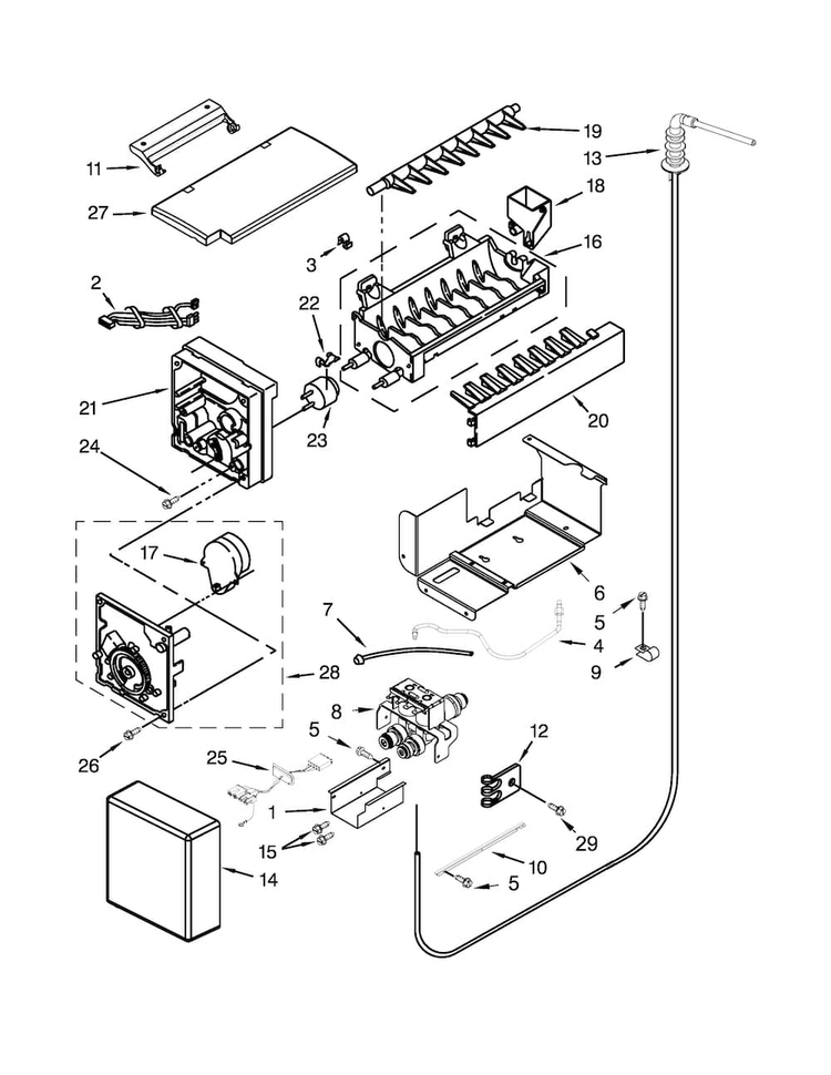 Icemaker Parts Diagram and Parts List for KBSD618ESS00  KitchenAid Refrigerator