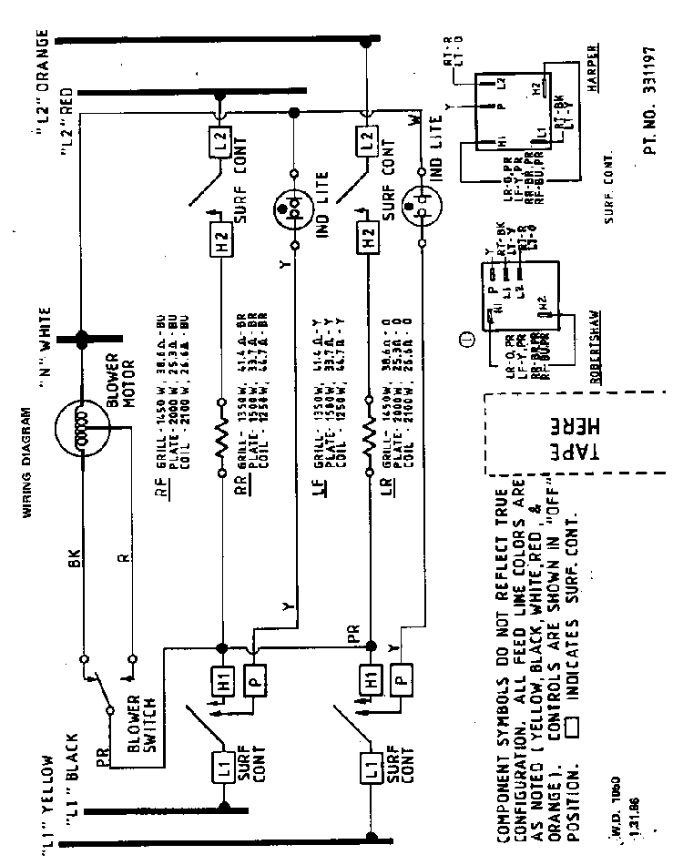 Wiring Diagram Diagram and Parts List for 21E2X0E  Roper Range