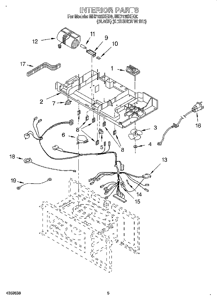 INTERIOR, LITERATURE Diagram and Parts List for MH7135XEB0  Whirlpool Microwave