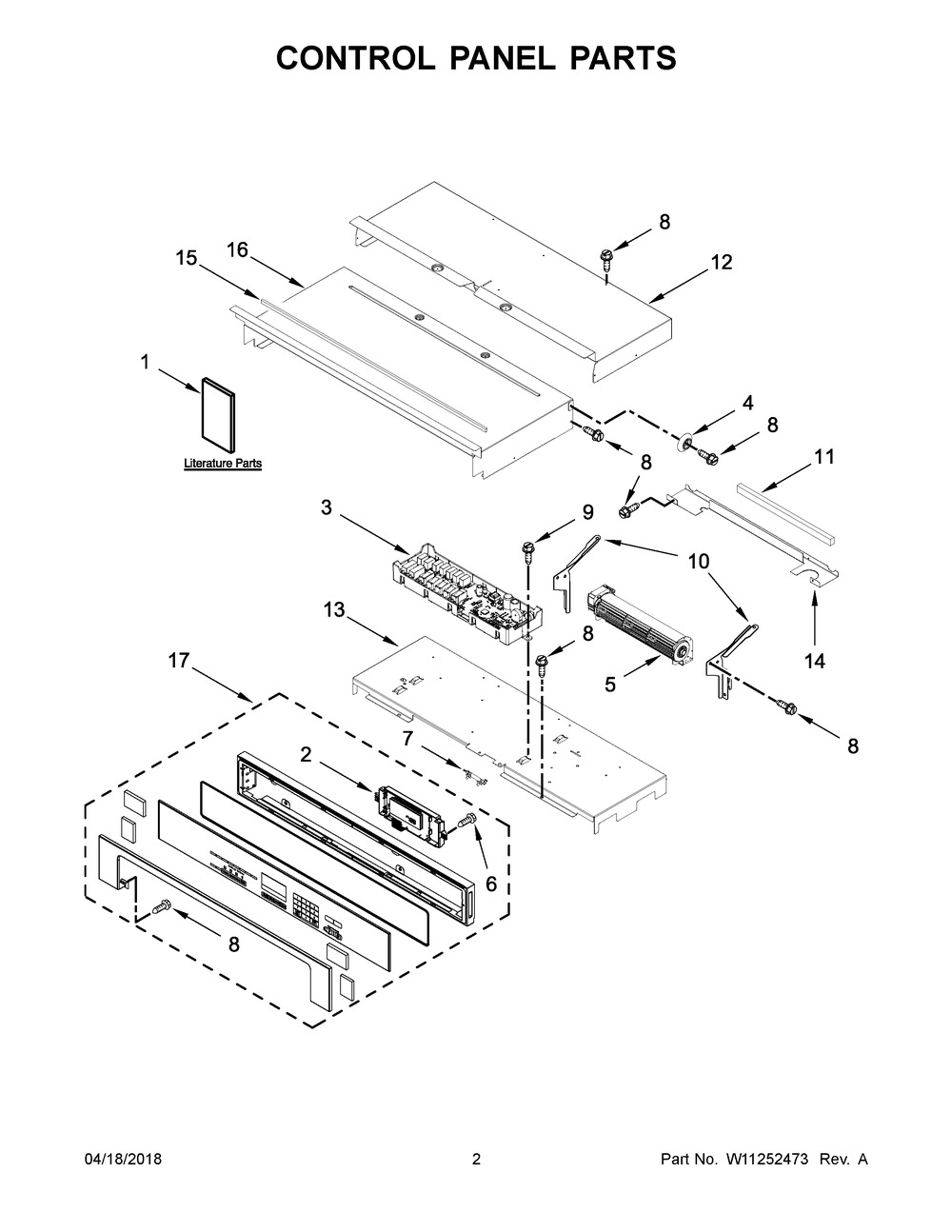 Control Panel Parts Diagram and Parts List for IBS350DS03  Whirlpool Wall Oven