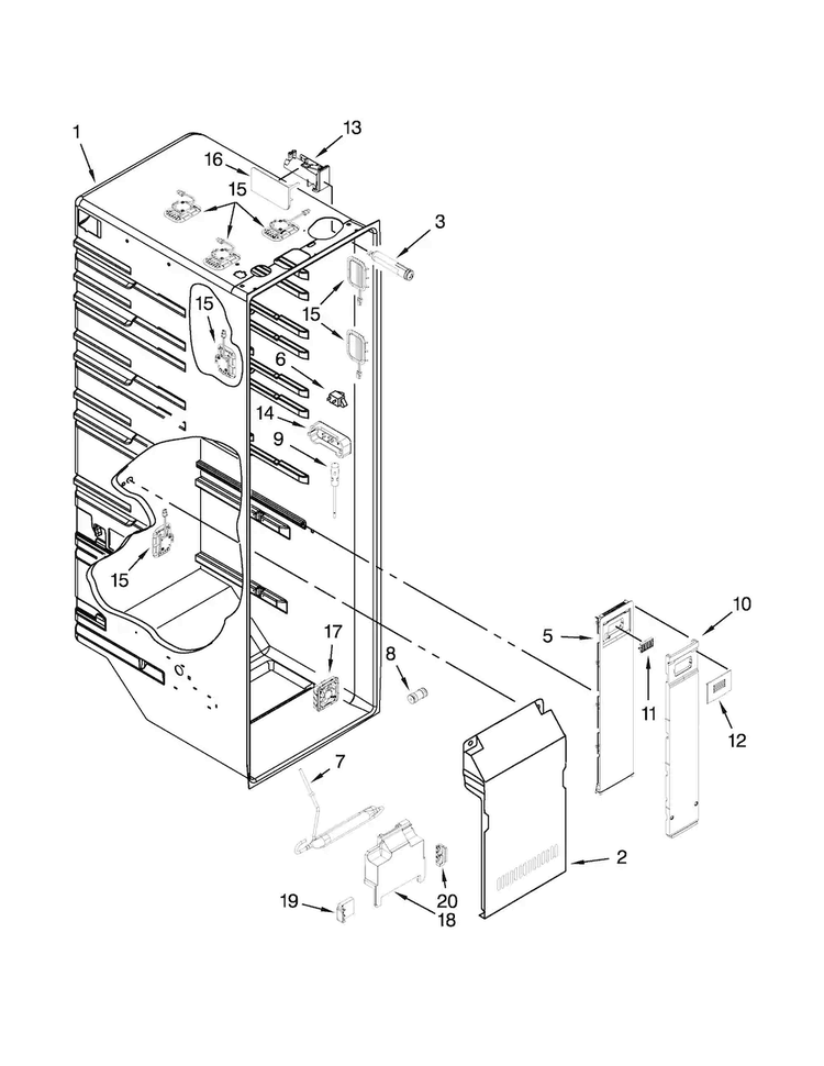 Refrigerator Liner Parts Diagram and Parts List for KSC23C8EYY03  KitchenAid Refrigerator