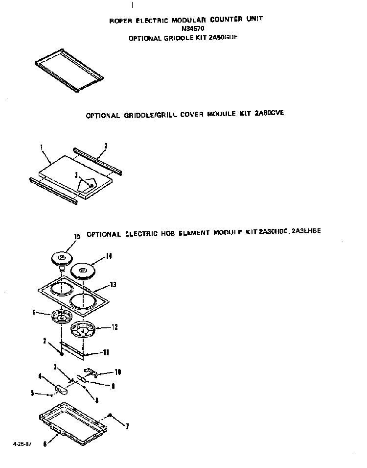 ^griddle Diagram and Parts List for N3457*0  Roper Range