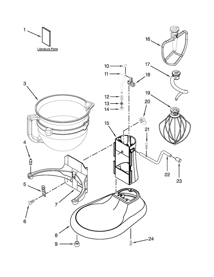 Base And Pedestal Unit Diagram and Parts List for KF26M22OB5  KitchenAid Mixer