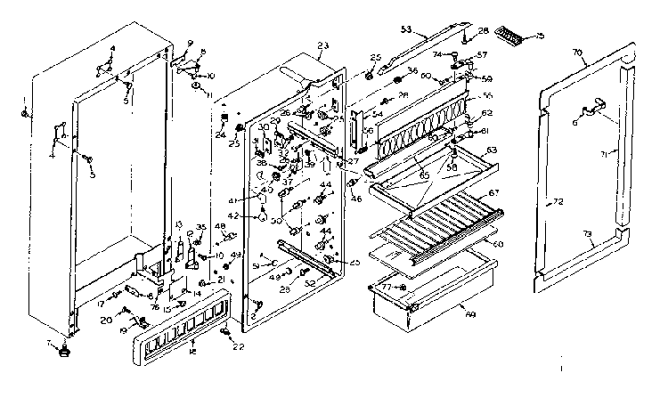 Cabinet Parts Diagram and Parts List for 106T11A  Kenmore Refrigerator