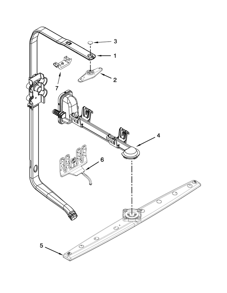 Upper Wash And Rinse Parts Diagram and Parts List for KDTE554CSS3  KitchenAid Dishwasher