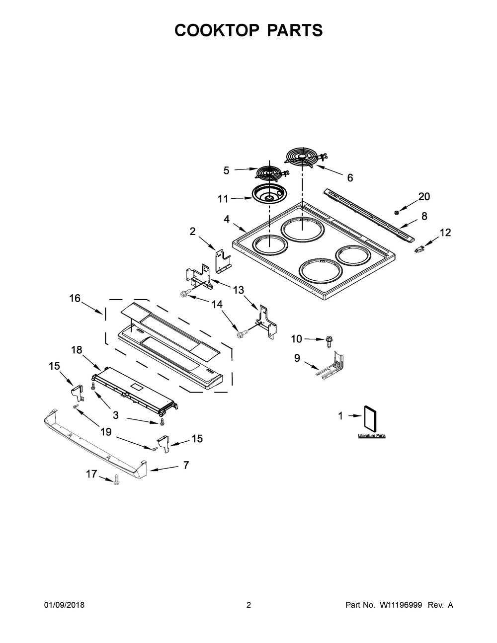 Cooktop Parts Diagram and Parts List for WEC310SAGB0  Whirlpool Range