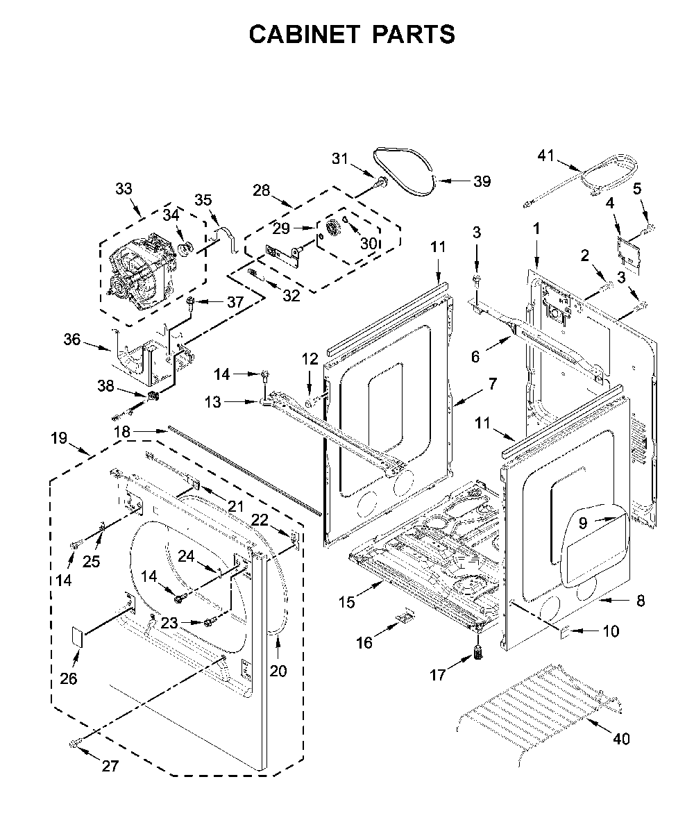 Cabinet parts Diagram and Parts List for WGD8120HW0  Whirlpool Dryer