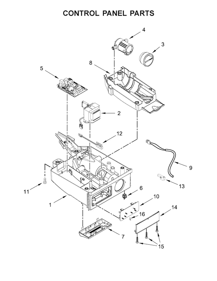 Control Panel Parts Diagram and Parts List for KUIX305ESS2  KitchenAid Ice Maker