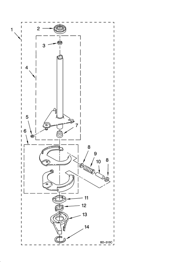 Brake And Drive Tube Parts Diagram and Parts List for 11088752795  Kenmore Washer Dryer Combo