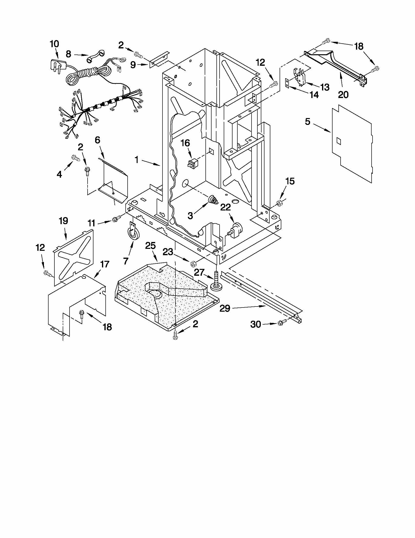 Frame Parts Diagram and Parts List for 66513633101  Kenmore Trash Compactor