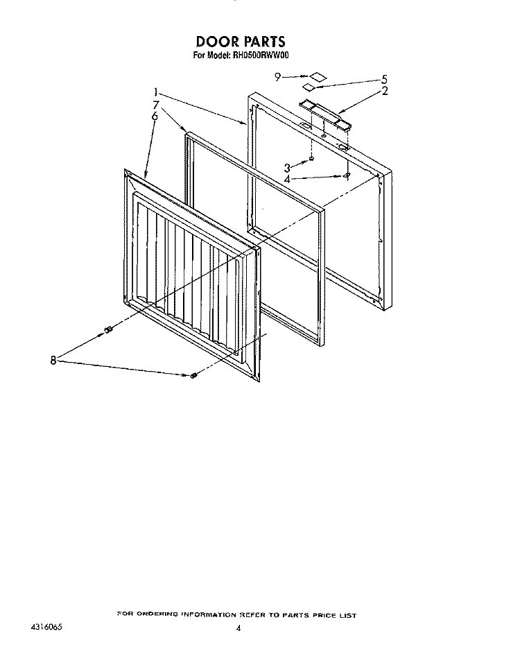 SECTION Diagram and Parts List for RH0500RWW00  Roper Freezer