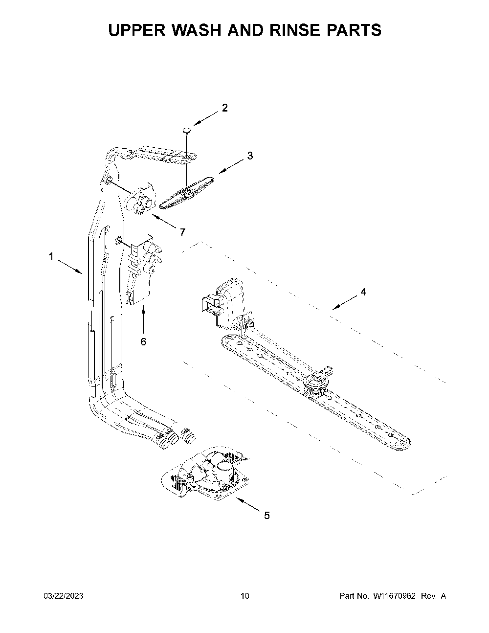 Upper Wash And Rinse Parts Diagram and Parts List for KDPM804KPS1  KitchenAid Dishwasher