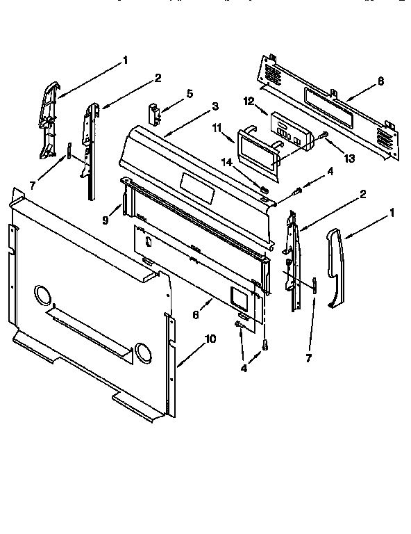 Control Panel Diagram and Parts List for SF360PEENO  Whirlpool Range