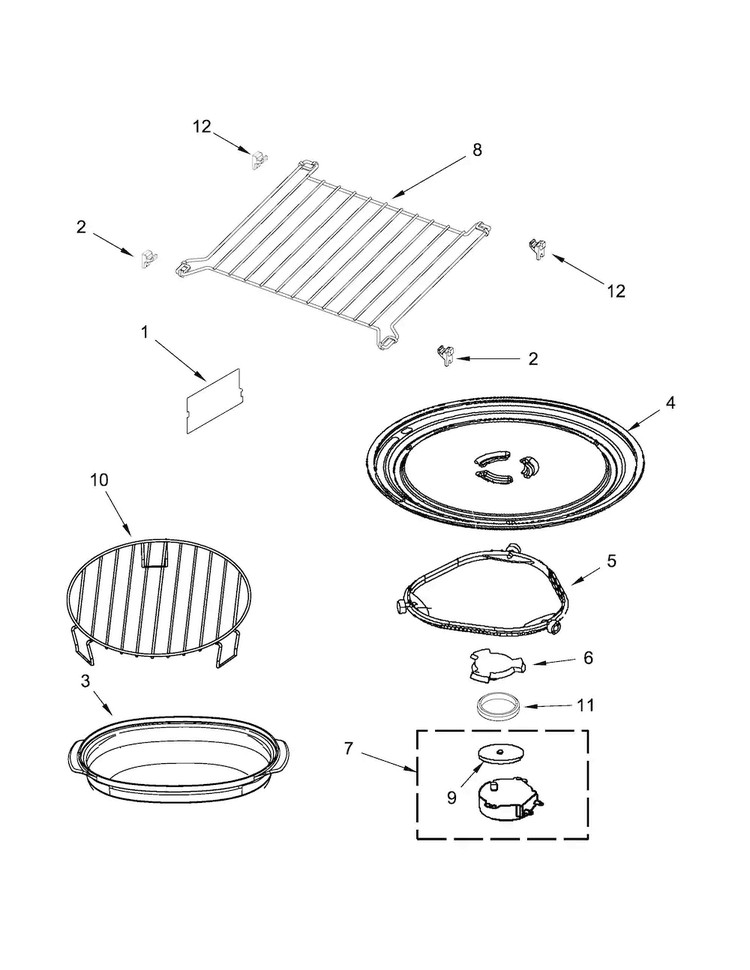Turntable Parts Diagram and Parts List for WMH76719CH0  Whirlpool Microwave