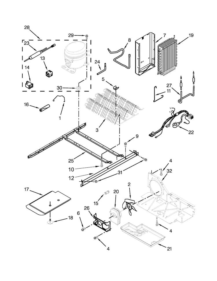 Unit Parts Diagram and Parts List for 10651792411  Kenmore Refrigerator
