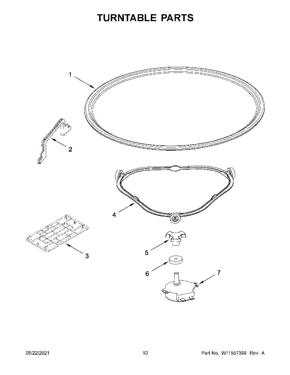 06 - Turntable Parts Diagram and Parts List for WML35011KW01  Whirlpool Microwave