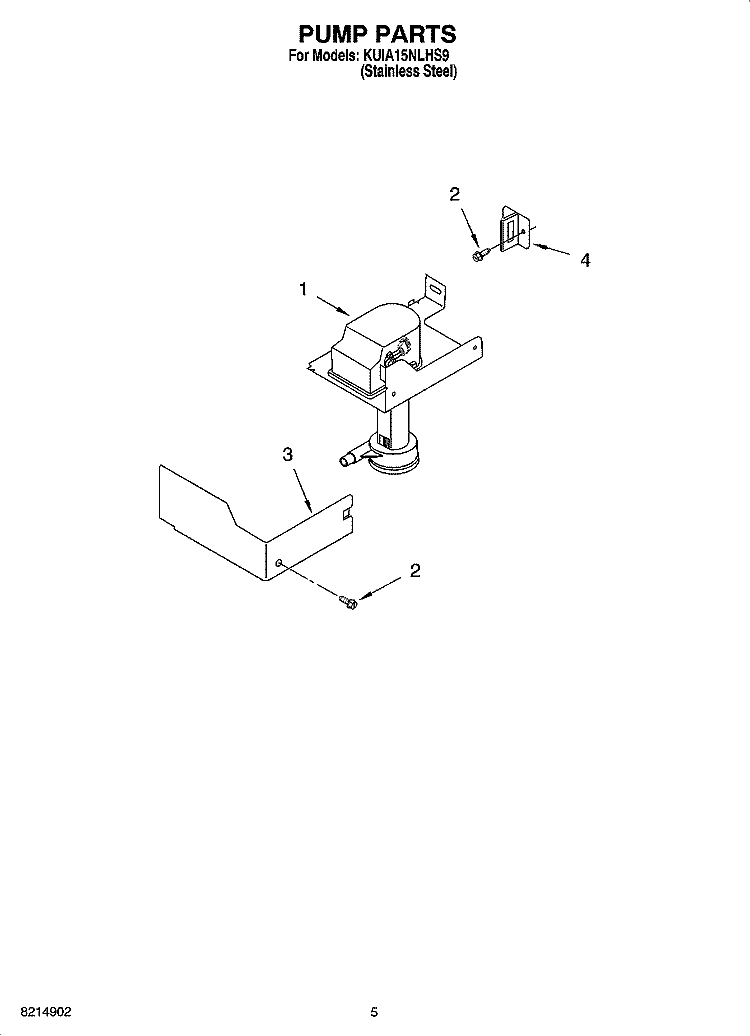 PUMP PARTS Diagram and Parts List for KUIA15NLHS9  KitchenAid Ice Maker