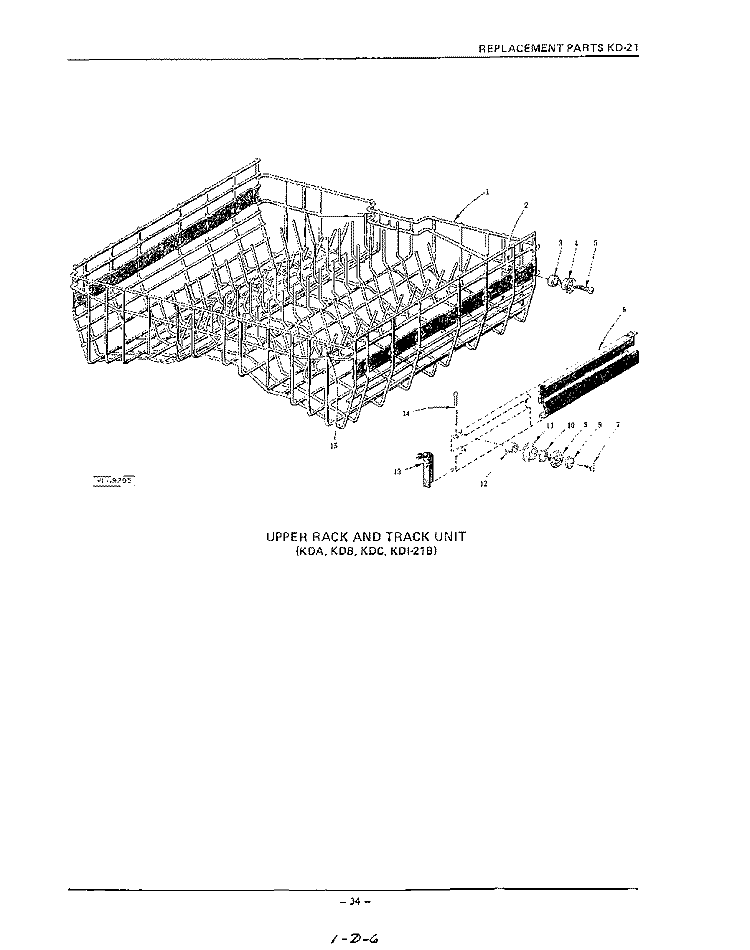 KDA, KDB, KDC, KDI-21B Diagram and Parts List for KDC21D  KitchenAid Dishwasher