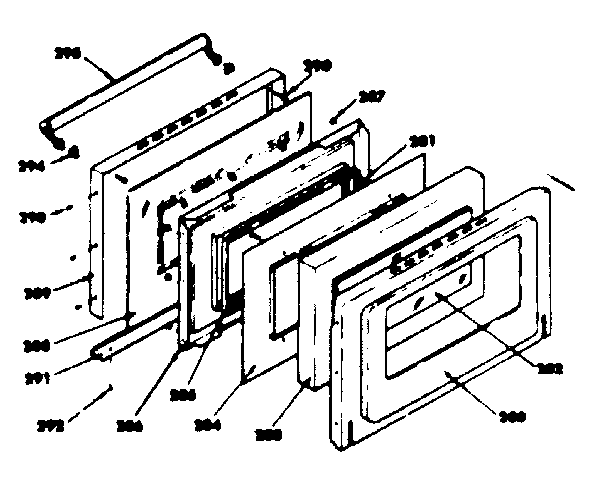 Oven Door Parts Diagram and Parts List for 1553567390  Kenmore Range