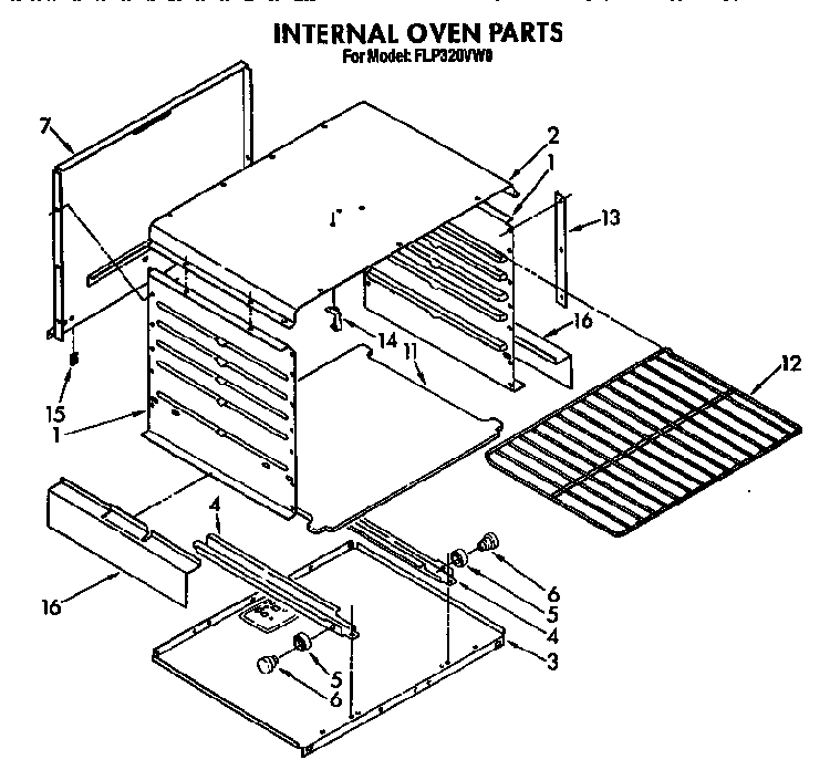 Internal Diagram and Parts List for FGP320VN0  Roper Range