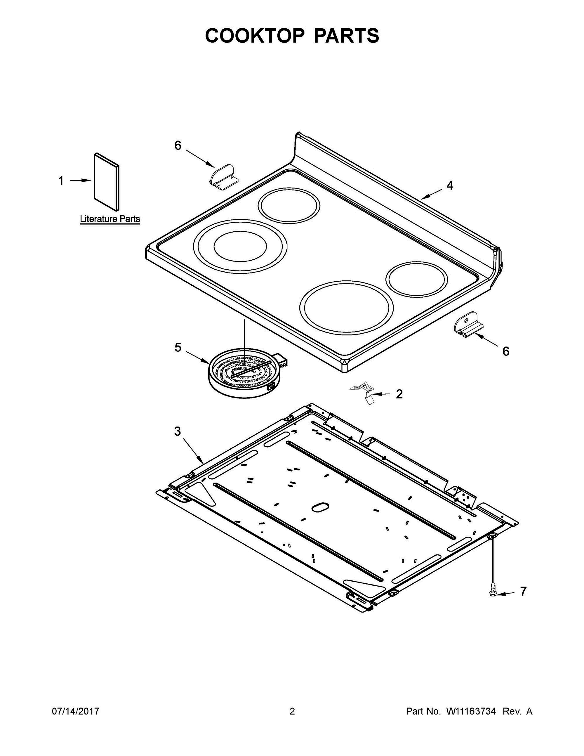 02 - COOKTOP PARTS Diagram and Parts List for YWFE520S0FS1  Whirlpool Range